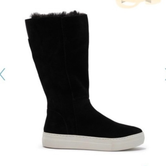 J Slides Antonia Black Suede faux Fur Boots Sz 10 - Picture 3 of 15